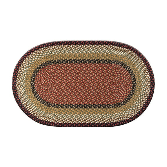 Home Indoor Decorative Jute C-019 Burgundy, Mustard Braided Rug, Oval 27" x 45"