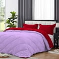 thumbnail image 4 of D.N.G. BEDDINGS 3 Piece Luxury Reversible Diamond Pattern Comforter Set Premium Super Soft, All Season 800 TC, 100% Egyptian Cotton Oversized Super King Size Lilac/Red Solid Color, 4 of 7