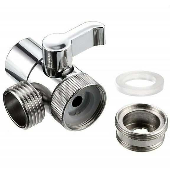 LITTLE HOME Faucet Valve Diverter Sink Water Tap Splitter Adapter, M22 x M24 Connection, 1/4-Turn Chrome Copper Kitchen Bathroom Sink Faucet Accessory with 1/2-Inch IPS Connection