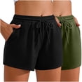 thumbnail image 1 of Plebaso 2 Pack Sweat Shorts for Women Drawstring Lounge Shorts Comfy Summer Athletic Shorts with Pockets, 1 of 6