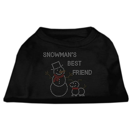 Snowman's Best Friend Rhinestone Shirt Black L