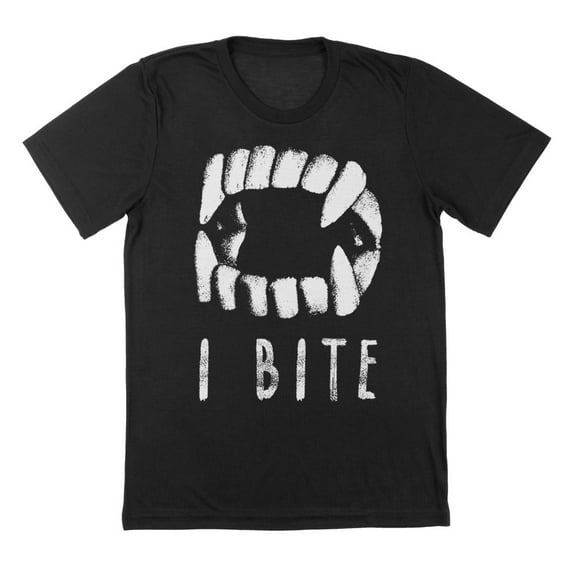 I Bite Humor Graphic Black Mens T-Shirt