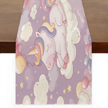 

Qzaxky Table Runner Boho Table Runner Cute Unicorn Bohemian Boho Outdoor Table Runner Decoration for Indoor Outdoor Home Dinner Party Wedding Decor 13 x 72 Inch