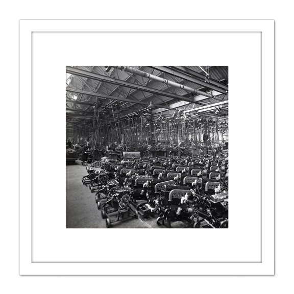Ogan Car Factory Wolseley Machines Vintage Photo 8X8 Inch Square Wooden Framed Wall Art Print Picture with Mount