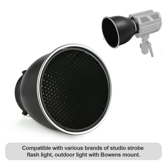 7 Inch Bowens Mount Beauty Dish Standar Reflector Diffuser Lamp Shade with 60°Honeycomb Grid & Sock for Studio Strobe Flash Light Speedlite