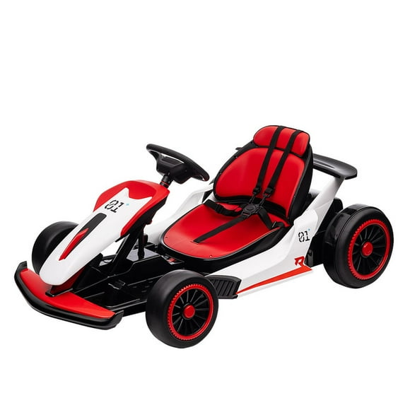 Go Kart, Electric Drift Kart Car with Adjustable Seat, 24V 7Ah Outdoor Ride On Toy, 2 * 200W Motor, 8.1 MPH, LED Lights, Toy Race Car for Kids 6-12 Years Old