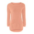 thumbnail image 4 of VISALY Pullover Crewneck Sweaters Oversized Sweaters Long Sleeve Pullovers Loose Fluffy Fuzzy Jumper Sweater Mid Long Sweaters with Pockets Essentials Hoodie Casual Tops Super Soft Sweatshirts Beige L, 4 of 5