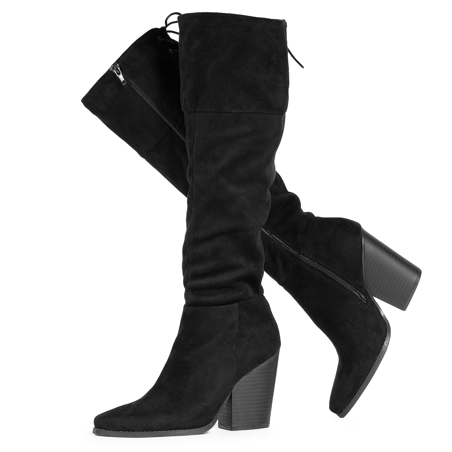 Women's Stacked Heel Slouchy Knee High 