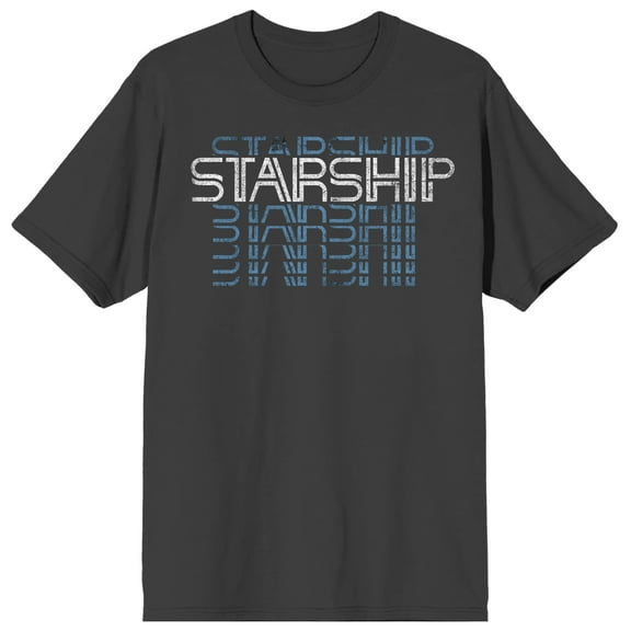 Starship Repeated Text Crew Neck Short Sleeve Charcoal Men's T-shirt - Medium