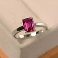 thumbnail image 4 of Simulated Pink Ruby 2Ct Emerald Cut Solitaire Women's Wedding Ring 14K White Gold Plated, 4 of 4