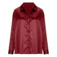thumbnail image 6 of IROINNID Silk Shirt for Women Loose Fit Long Sleeve T-shirt Casual Base Blouse Solid Shirts,Burgundy, 6 of 6