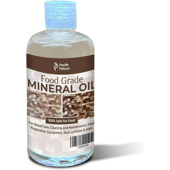 Pacific Pelican Food-Grade Mineral Oil | Oil for Cutting Boards & Butcher Blocks | Perfect for Wooden Utensils & Kitchen Tools | Protects & Restores Wood & Bamboo (16 Oz)