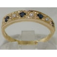 thumbnail image 2 of LBG 18k Yellow Gold Cultured Pearl and Sapphire Womens Band Ring - Sizes 4 to 12 Available, 2 of 6