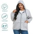 thumbnail image 3 of Ponceau Plus Size Rain Jacket for Women Raincoat Waterproof with Hood Rain Coats for Women Lightweight Blue 2XL, 3 of 8