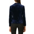 thumbnail image 3 of DARING DIVA Women's Notched Lapel Button Front Office Velvet Blazer S Dark Blue, 3 of 6