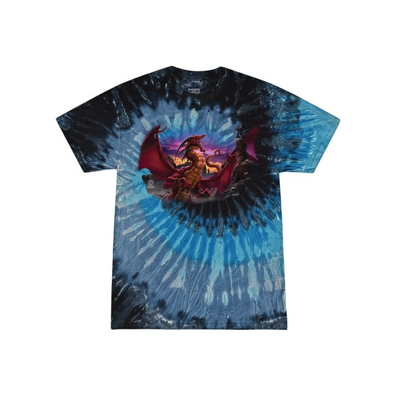 Wild Bobby, Awaken the Dragon Mythical Medieval Beast, Pop Culture, Tie-Dye Tees, Evening Sky, X-Large