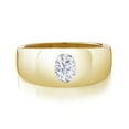 thumbnail image 2 of Gem Stone King Men's 18K Yellow Gold Plated Silver White Moissanite Ring | 1.50 Cttw | Oval 8X6MM | Gemstone | Size 11, 2 of 4