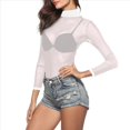 thumbnail image 3 of Camiseta de Larga Ajustada con Cuello Alto y Elástica Ultrafina para Mujer. Tops Transparentes. L, 3 of 8