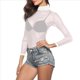 thumbnail image 3 of Camiseta de Larga Ajustada con Cuello Alto y Elástica Ultrafina para Mujer. Tops Transparentes. S, 3 of 8