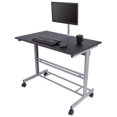 thumbnail image 1 of Stand Up Desk Store Rolling Adjustable Height Mobile Standing Desk with Monitor Mount (Silver Frame/Matte Black Top, 48" Wide), 1 of 4