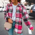 thumbnail image 4 of Lohuatrd Women Spring Autumn Plaid Print Shirt Coat Lapel Long Sleeve Single Breasted Casual Loose Blouse Jacket Cardigan Streetwear, 4 of 8