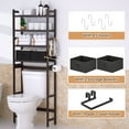 thumbnail image 3 of Enogets Over the Toilet Storage, Bamboo Bathroom Shelf Organizer with 2 Baskets & 4 Hooks, 4-Tier Space Saver, 3 of 9