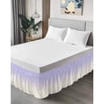 thumbnail image 4 of Ombre White Wrap Around Bed Skirts for California King Bed 18" Drop, Bed Skirt with Adjustable Elastic Belt Dust Ruffle Bed Valance for Bedroom Hotel Luxury Romatic Purple Art Bed Frame Cover, 4 of 7