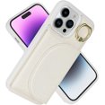 thumbnail image 2 of for iPhone 14 Pro Case with Card Holder - Credit Card Slot,RFID Blocking,360°Rotating Ring Kickstand and PU Leather Wallet Cover for Women(White), 2 of 17