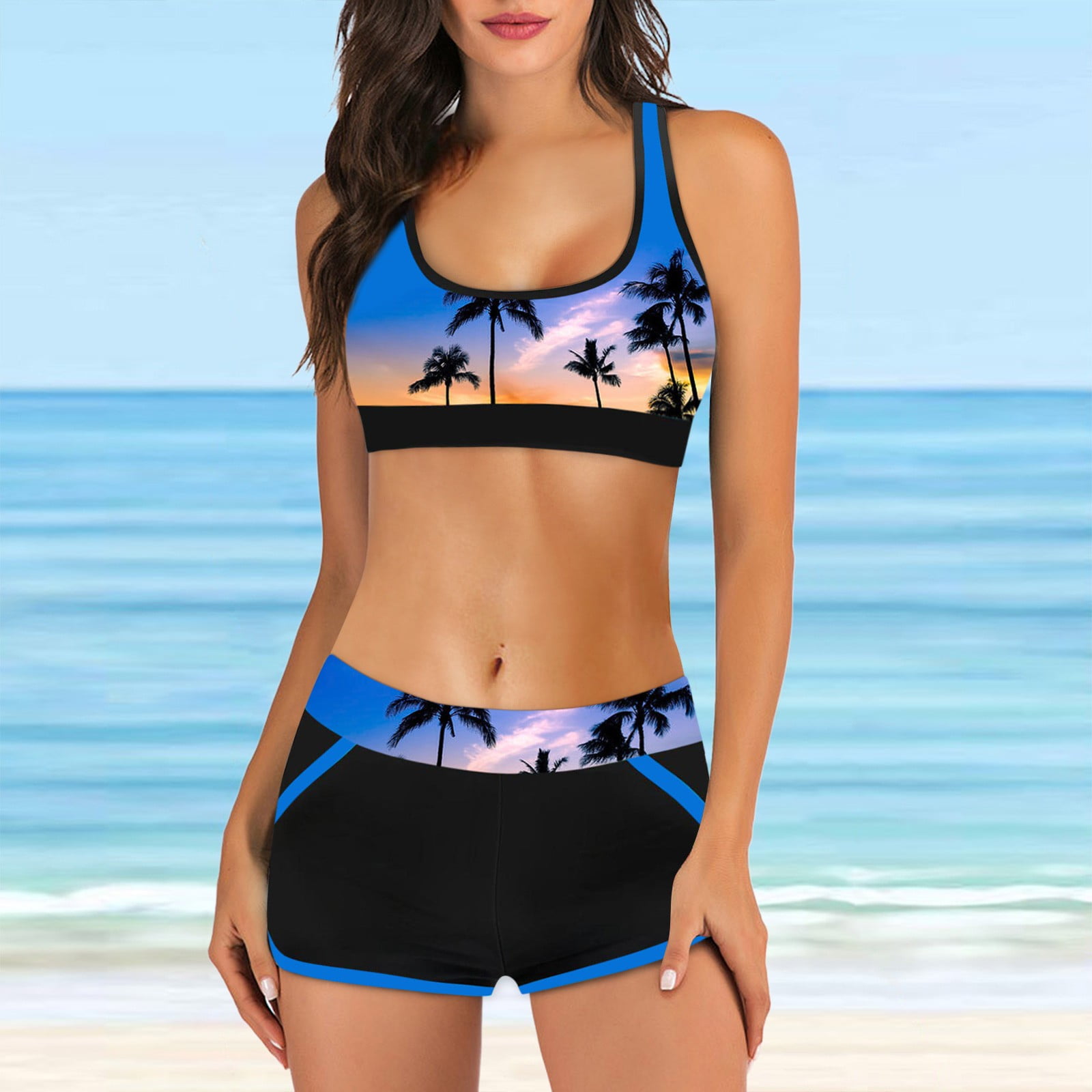 Sports Bra Bathing Suit Top Swimsuit High Waist Set Bikini Women