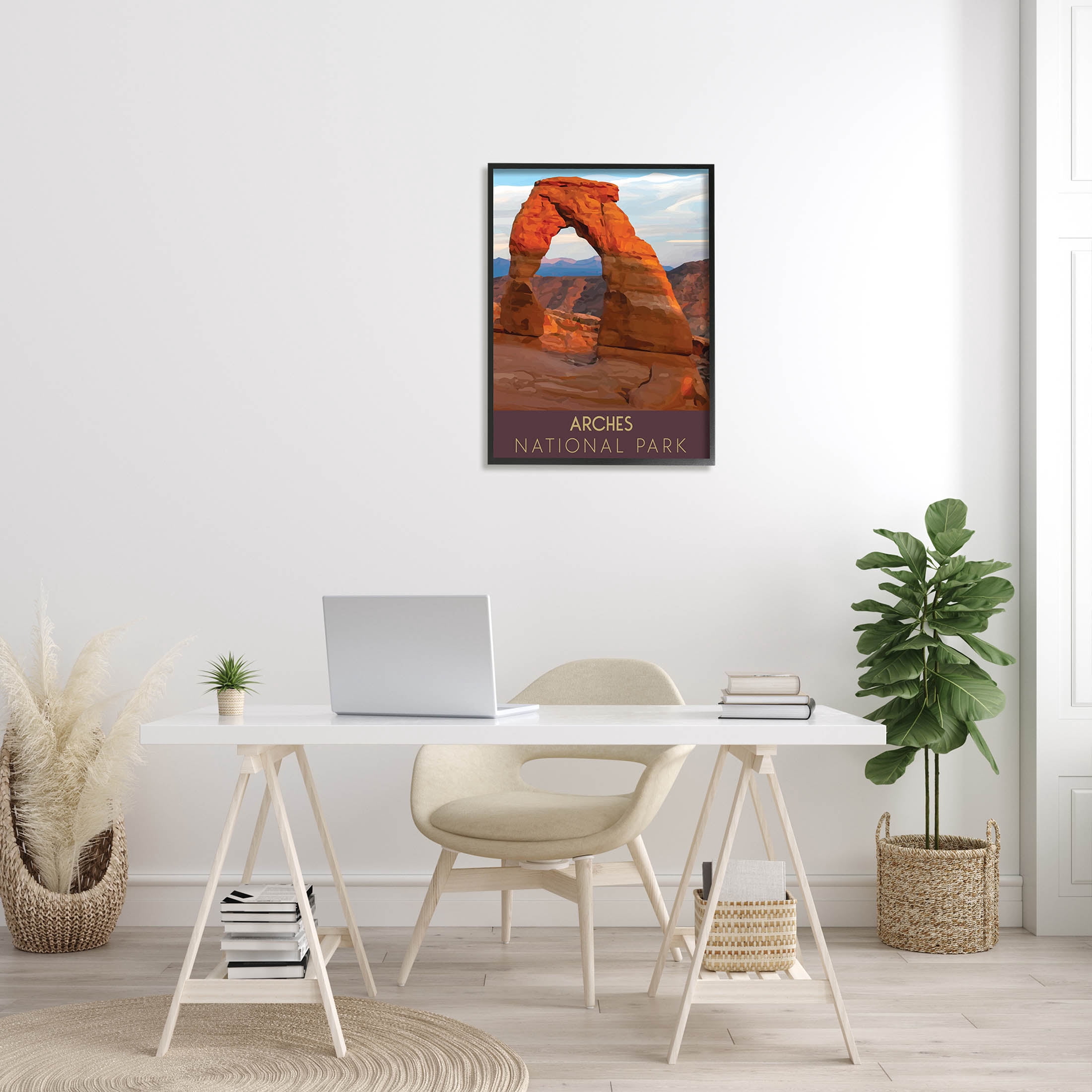 Arches National Park Desert Canyon Landscape Graphic Art Black Framed Art Print Wall Art