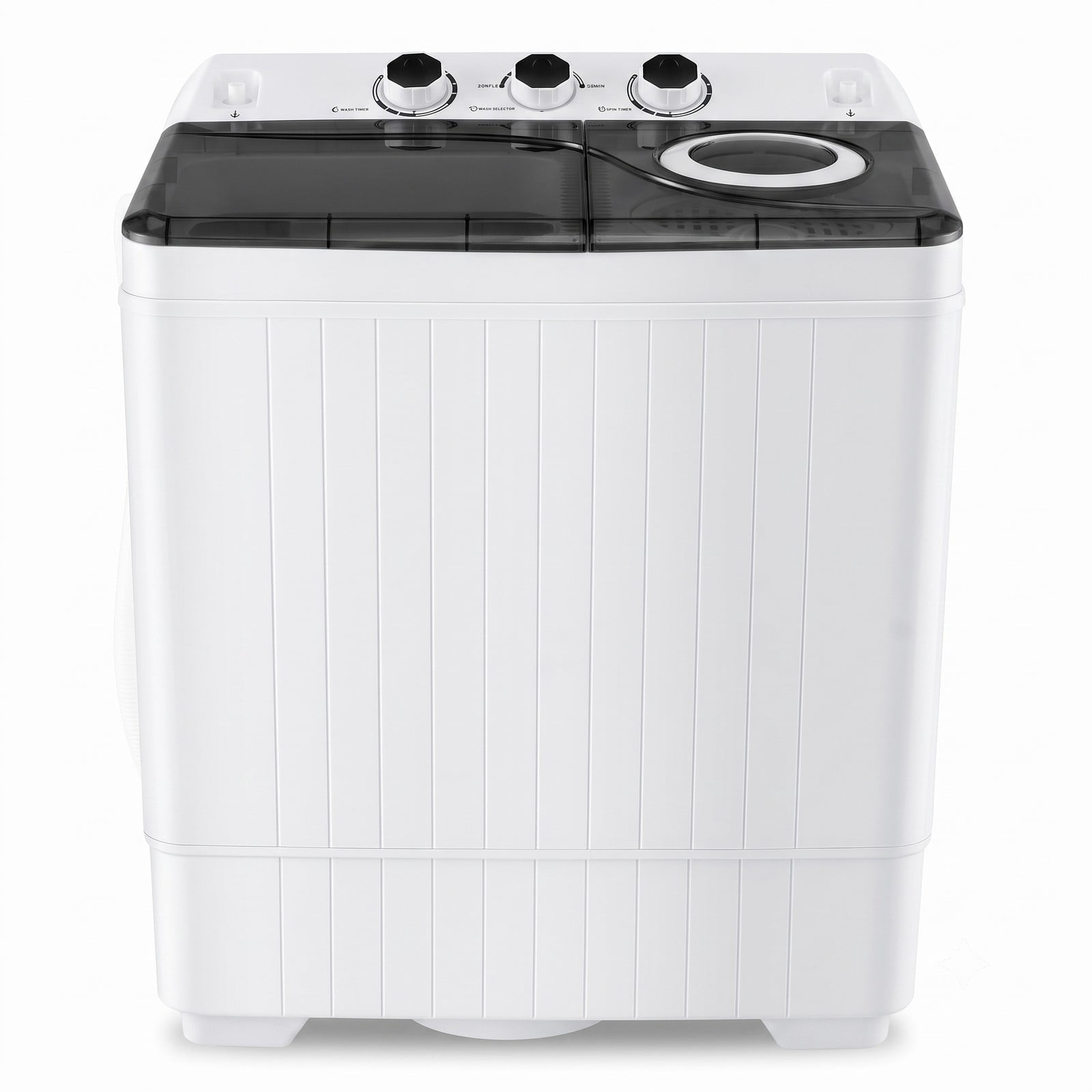 RUIE 26 lbs Portable Semi-Automatic Twin Tub Washing Machine with Built-in Drain Pump, Compact Top Load Washer Spinner Combo for Apartment Dorm RV, Black
