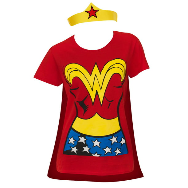 Wonder Woman Women's Red Cape/Tiara Costume T-Shirt-XLarge - Walmart.com