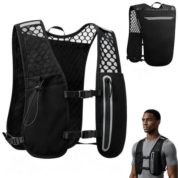 BESTSKY 5L Lightweight Running Hydration Vest,Adjustable Reflective Pack for Trail,Cycling,Hiking,Marathon,Men and Women Lightweight Running Vest for Men