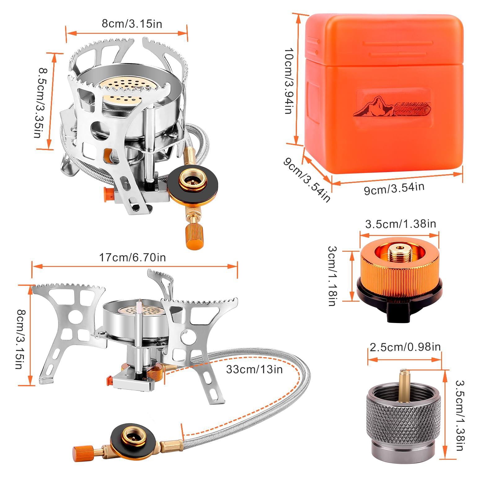 3900w Windproof Camping Stove  Gas With Piezo Ignition Backpacking Portable Two Canister Adapter For Outdoor Hiking And Picnic
