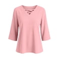 thumbnail image 3 of Maplenight Going Out Tops for Women V Neck Criss Cross Front 3/4 Sleeve Shirts Casual Vacation Womens Fall Tops, 3 of 7