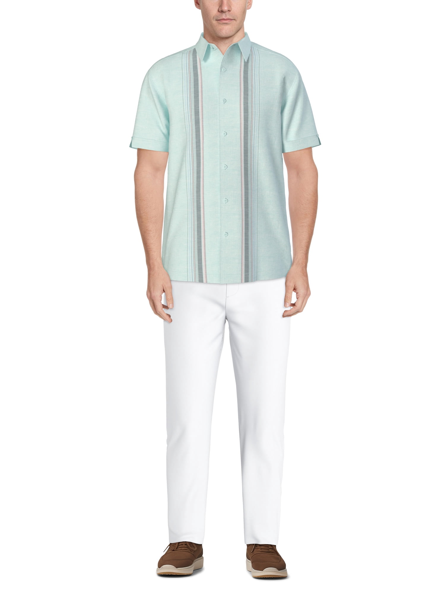 Cafe Luna Men's and Big Men's Stripe Panel Print Short Sleeve Shirt, Sizes S-5XL
