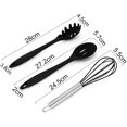thumbnail image 5 of Juego de utensilios de cocina de silicona, cucharas de cocina, espátulas, pinzas, cucharas espumaderas, cucharones de sopa, batidores, pinzas para espagueti. (Negro), 5 of 5