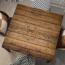 Square Tablecloth Wood Grain Fitted Table Cover Wipe Clean Cloth Retro Wooden Tablecloths with Elastic Edge Waterproof Polyester Cloths for Indoor Outdoor, Fit for 32"x32" Tables, Style-6
