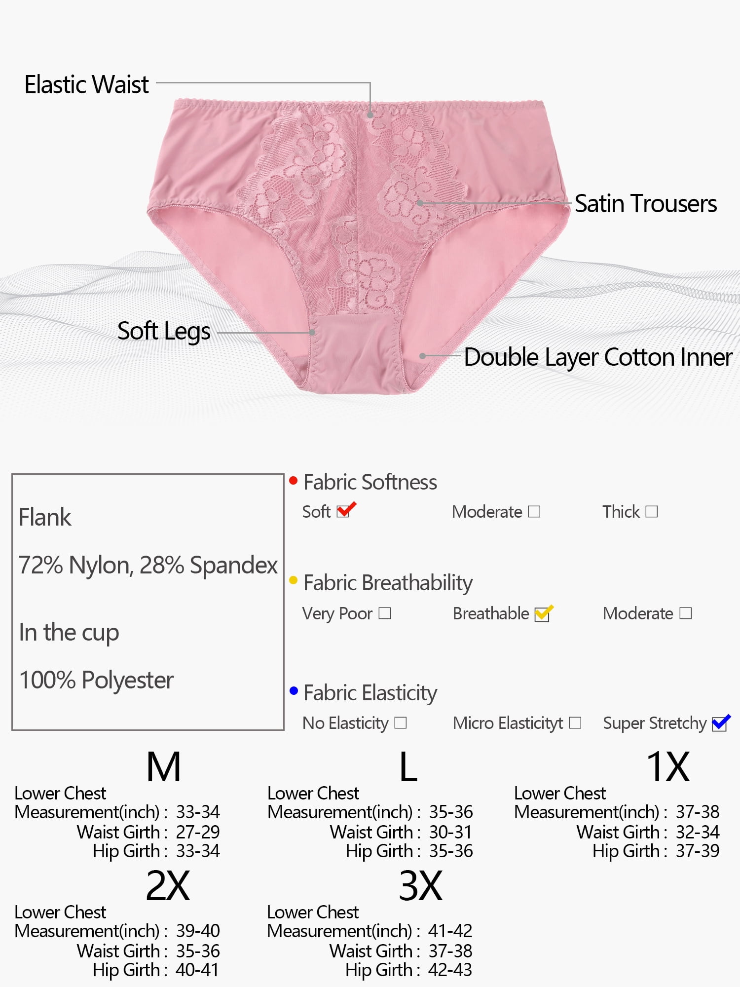 Unique Bargains Women's Plus Size Underwear Ladies Sexy Lace High