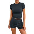 thumbnail image 2 of GZWYHT Two Piece Sets for Women Lounge Sets for Women Womens Two Piece Sets Casual Summer Outfits Sports Shirt Shorts Jogger Bodycon Sets Two Piece Sets for Women Summer Sets for Women Grey S, 2 of 9