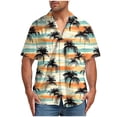 thumbnail image 2 of BiZtdJrK Men's Hawaiian Print Shirt Tropical Floral Fashion Travel Vacation Shirts Big and Tall Short Sleeve Button Down Collared Tops Yellow S, 2 of 5