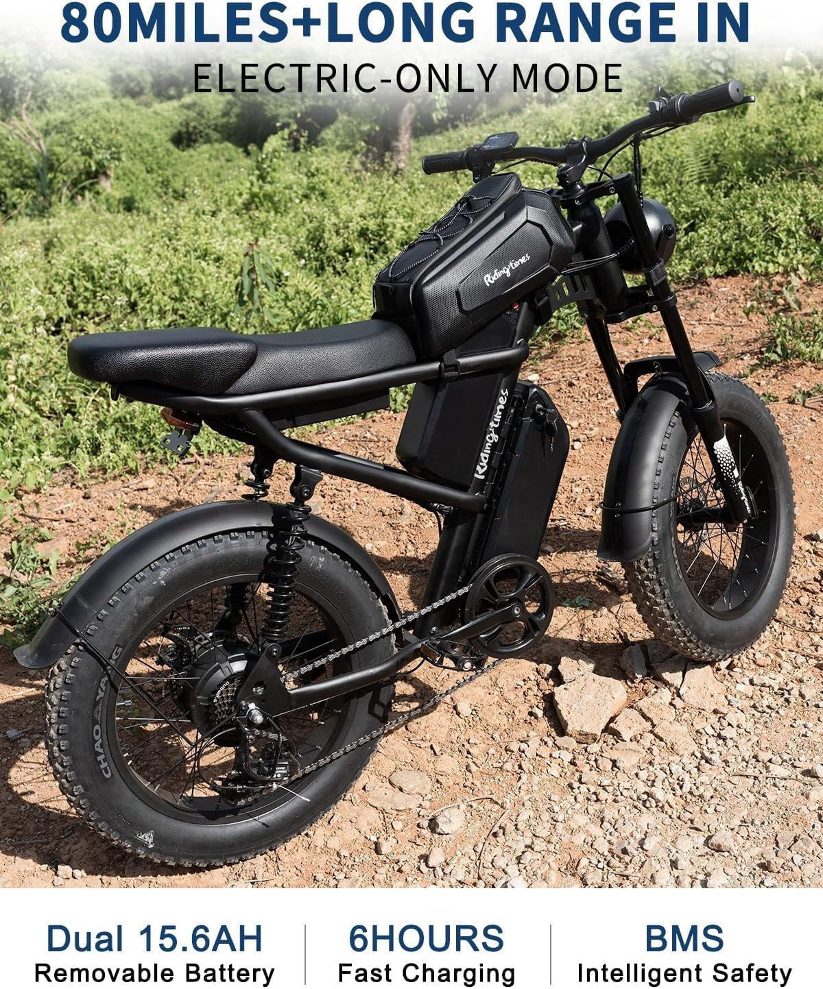 Riding'times Z8PRO/Z8S Moped Style Ebike | 1500W Motor, 31.2AH Battery, 20" Fat Tires, Full Suspension, Up To 150 Miles Range