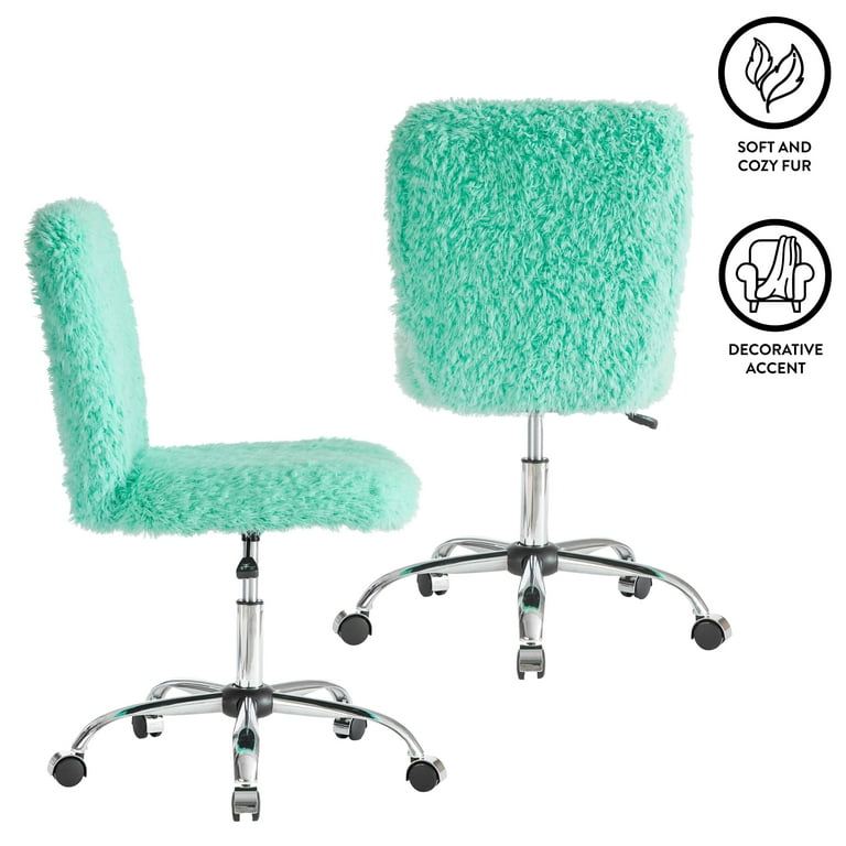 Urban Shop Faux Fur Armless Swivel Task Office Chair Multiple Colors