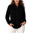 thumbnail image 3 of Dqueduo Women's Casual Zipper Coat Top, Solid Color Long Sleeve Stand Collar Pullover for Daily Wear, Comfortable Polyester Fashion Top, 3 of 6