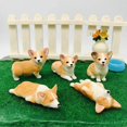 thumbnail image 1 of Paquete de 5 Figuras de escultura de Corgi pintadas a mano y hechas a mano, Adorno para perro mascota Decoración conmemorativa, 1 of 3