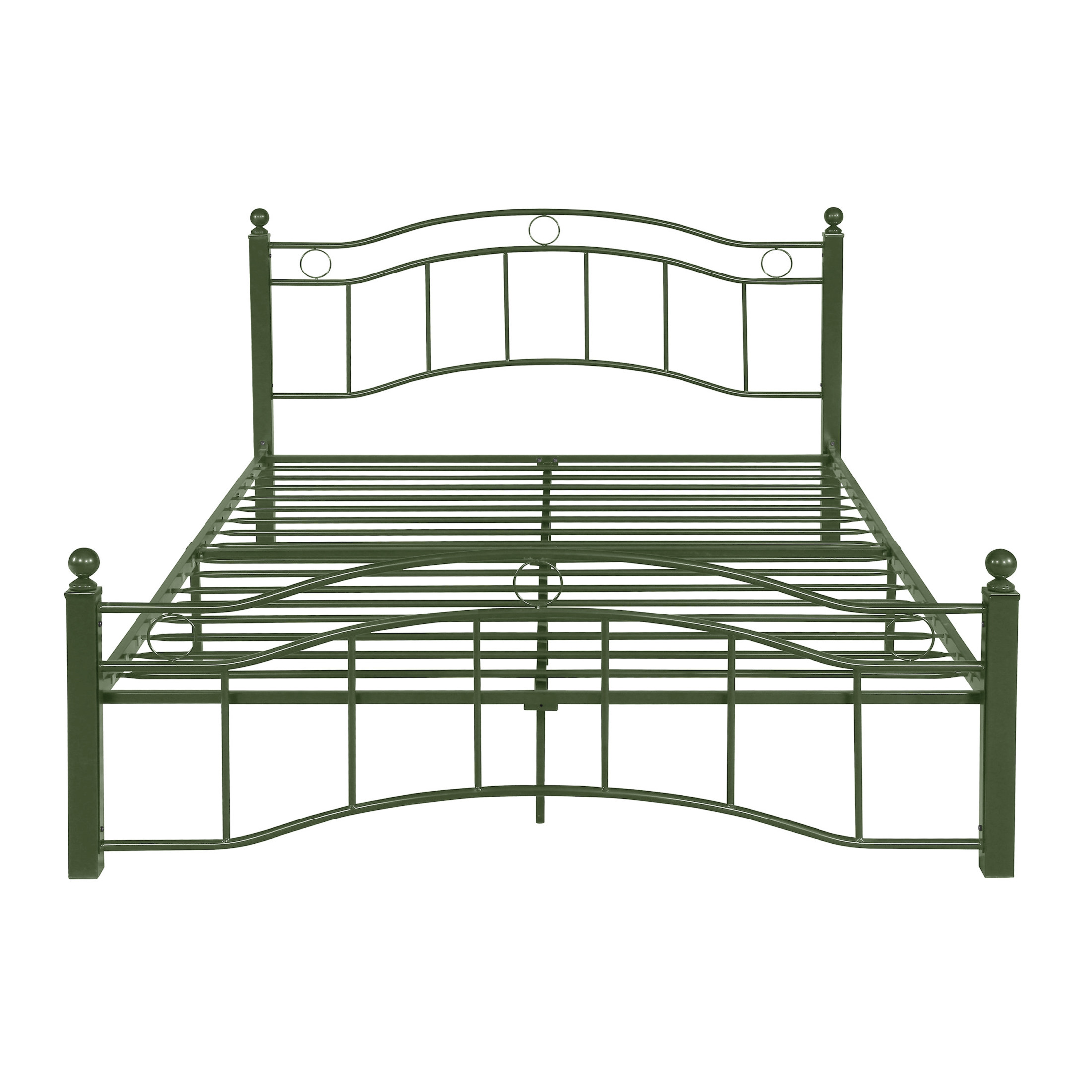 Christopher Knight Home Contemporary Queen Size Metal Bed Frame with Wavy Headboard and Footboard, Green