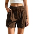 thumbnail image 2 of Women's Soft Cotton Elastic Waistband Shorts with Pockets, Pull On Casual Summer Bottoms with Relaxed Fit, Comfortable Everyday Shorts with Tummy Control for Active Walking,, 2 of 7