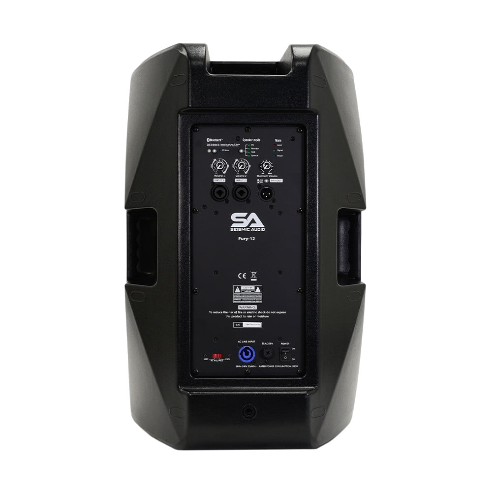 Seismic Audio - Fury-12 - Pair of Powered 12 Inch 1000 Watt PA /DJ Loudspeakers with DSP, Built in Bluetooth, Mixer & Class D Amplifier