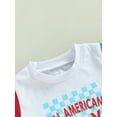 thumbnail image 5 of Bagilaanoe 4th of July Clothes for Toddler Baby Girl Boys Letter Print Contrast Color Short Sleeve T-shirt Tops + Shorts 6M 12M 18M 24M 3T Kids Independence Day Outfits 2pcs Short Pants Set, 5 of 9