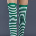 thumbnail image 6 of Opolski Over-the-knee Striped Socks 1 Pair Green White Striped Stockings Over Knee Length High Elasticity Soft Breathable Thigh Socks for Holiday Christmas Green, 6 of 8